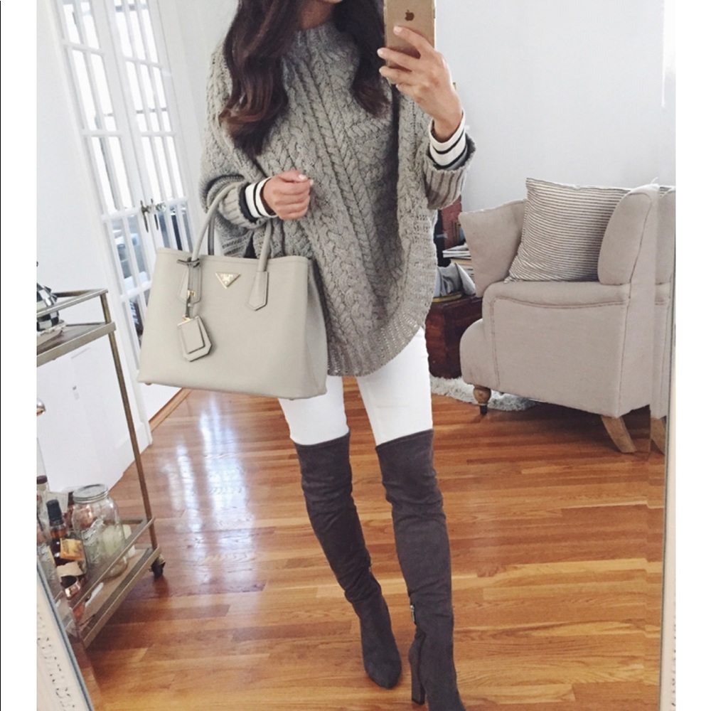 Anthropologie Cabled Cowl Poncho dark grey XS